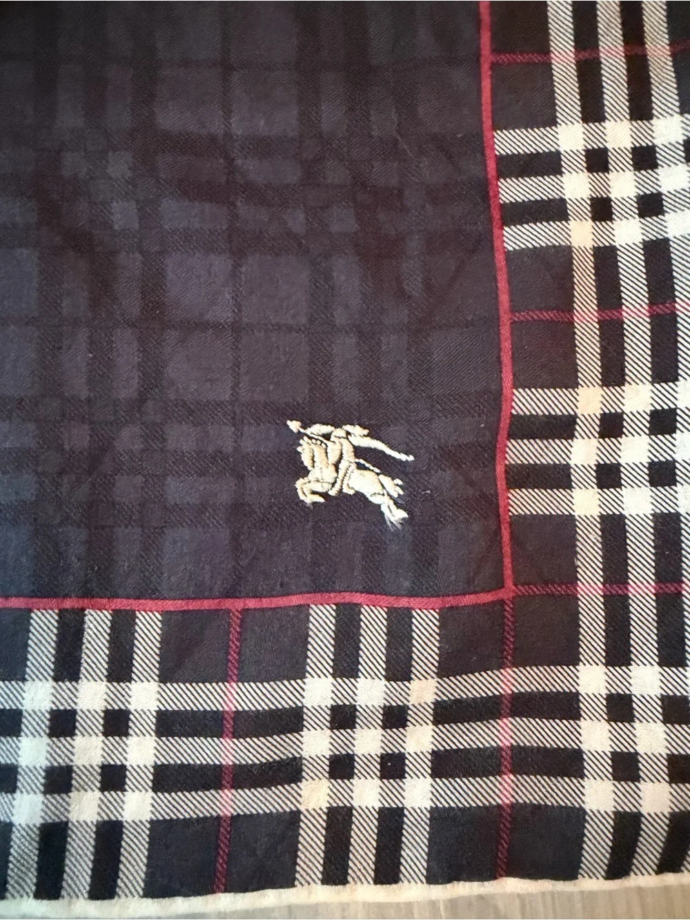 Burberry Plaid Equestrian Scarf Embroidered Logo Horse Motif neckwear Bag scarf
